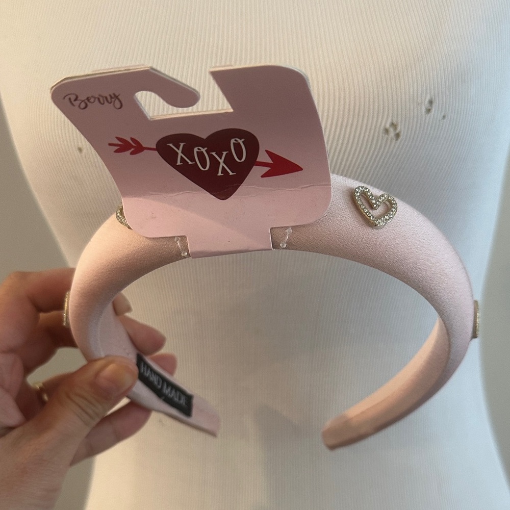 Pink Headband with Heart Accents